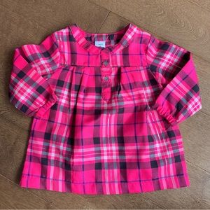 3/$10 CARTERS Baby girl plaid top 12m